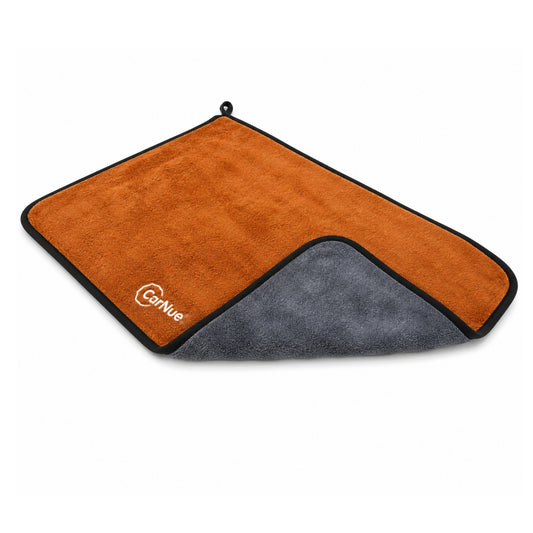 CarNue 500 GSM Dual-Sided Microfiber Car Cleaning Cloth — Orange Pile & Grey (40x60 CM)